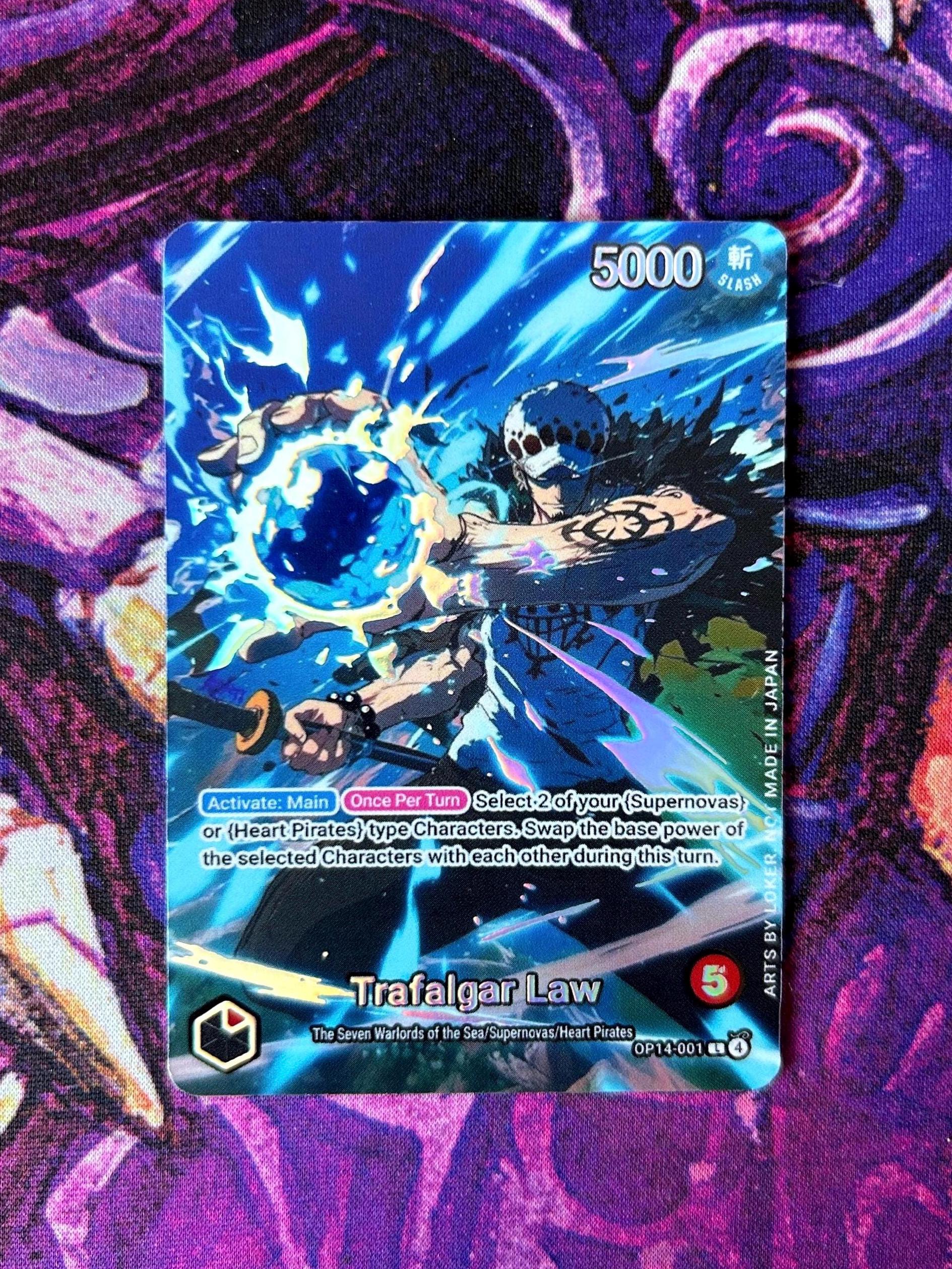 OP14 Law - One Piece TCG Custom Alt Art Leader *foil* & *emboss