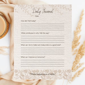 Printable Daily Journal| Self-reflection Template | Digital Journal ...