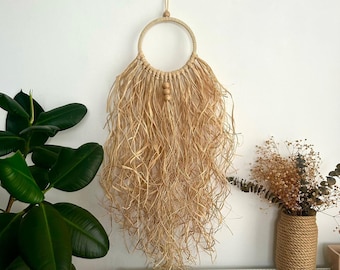 Natural Raffia Wall Hanging, Boho Wall Decor , Bohemian Raffia Wall Art -,Home Decor, Raffia, Wall Decor, Livingroom decor, Bohemian decor