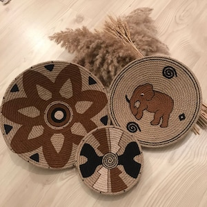 Set of 3 baskets for wall, baskets, wall decor, gift, home gift, Boho wall decor, Round Wicker bowl, Balcony decor,living room decor