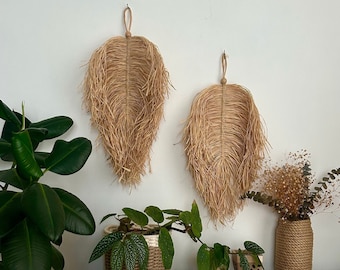 Natürlicher Bast-Wandbehang, Boho-Wanddekoration, Boho-Bast-Wandkunst – Wohndekoration, Raffia, Wanddekoration, Wohnzimmer-Dekor, Boho-Dekor