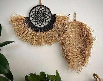 Natural Raffia Wall Hanging, Boho Wall Decor , Bohemian Raffia Wall Art -,Home Decor, Raffia, Wall Decor, Livingroom decor, Bohemian decor