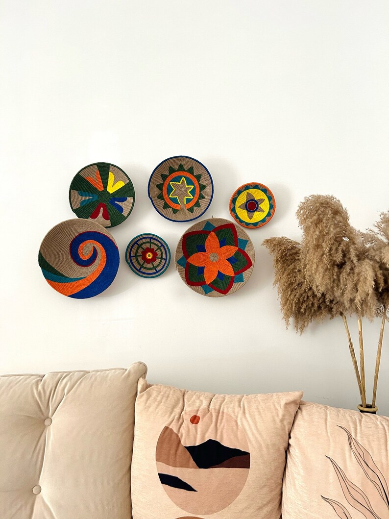 Set of 6 Baskets for Wall Baskets Wall Decor Gift Home Etsy