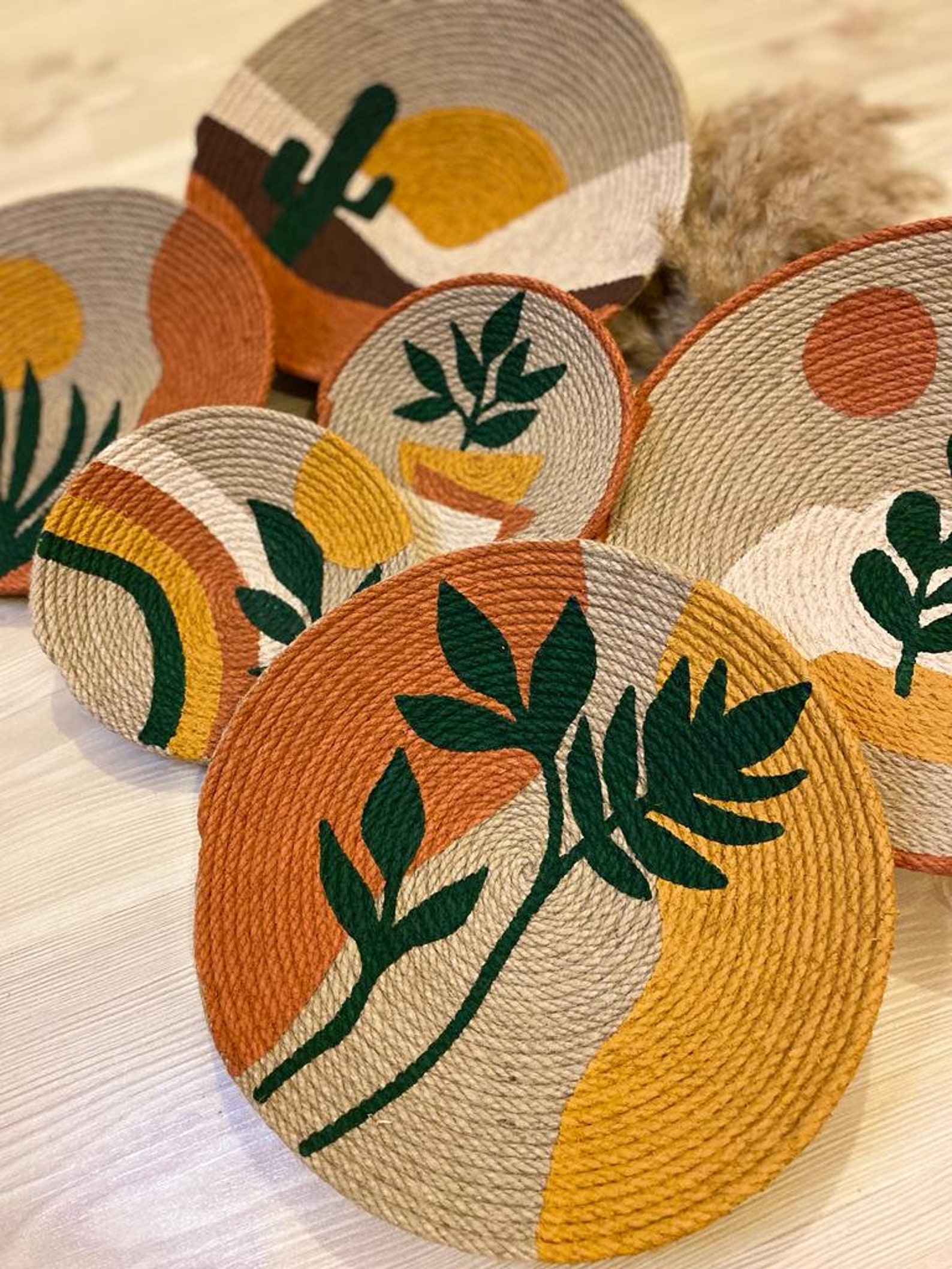 Set of 6 Baskets for Wall, Baskets, Wall Decor, Gift, Home Gift, Boho Wall Decor, Round Wicker