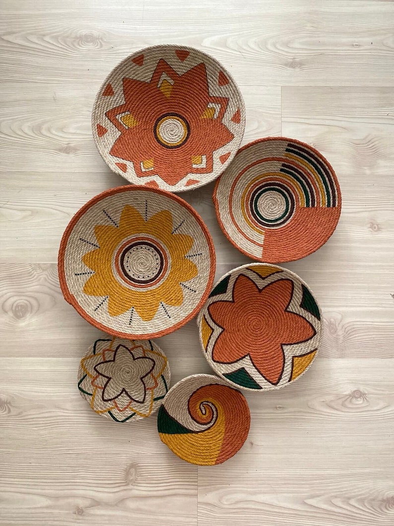 Set of 6 Baskets for Wall Baskets Wall Decor Gift Home Etsy