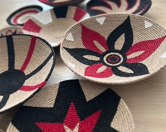 Hand-Painted Wicker Wall Basket Set: Boho Home Decor
