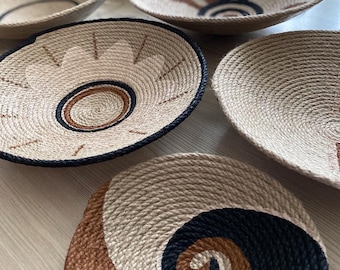 Hand-Painted Jute Wall Basket Set: Boho Home Decor, Balcony Decor