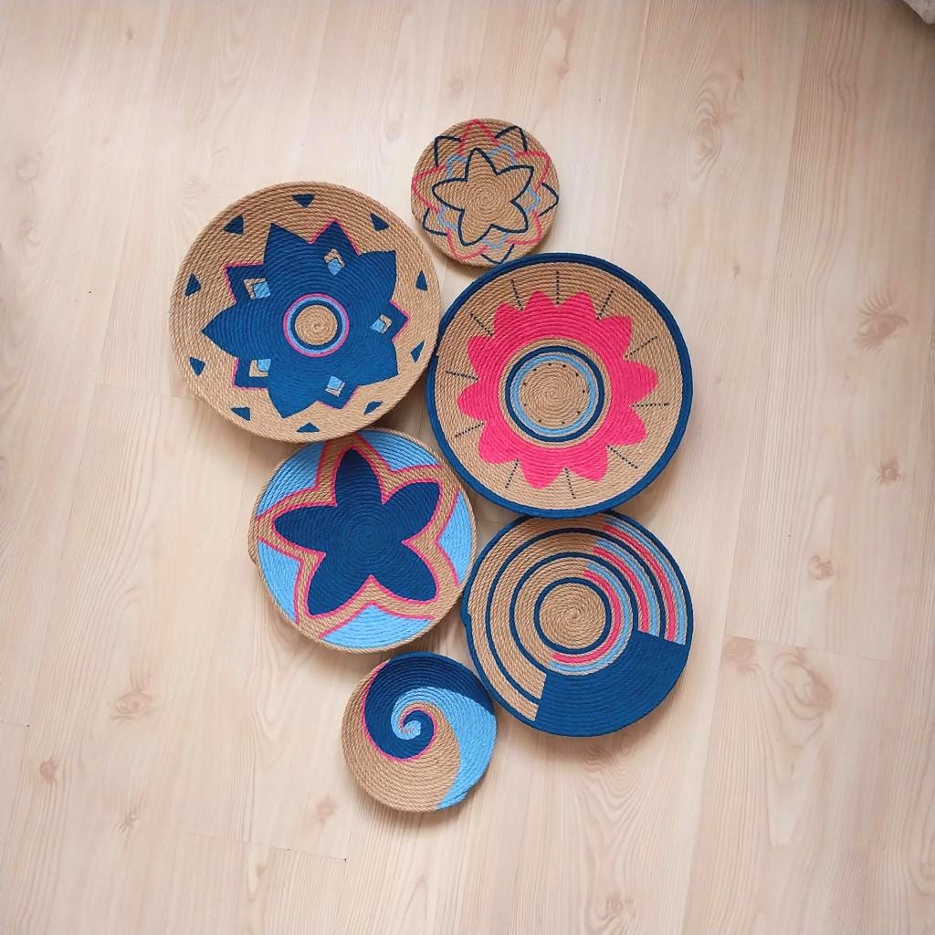 Set of 6 Baskets for Wall, Baskets, Wall Decor, Gift, Home Gift, Boho