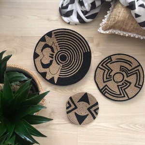 Set of 3 baskets for wall, baskets, wall decor, gift, home gift, Boho wall decor, Round Wicker bowl, Balcony decor,living room decor