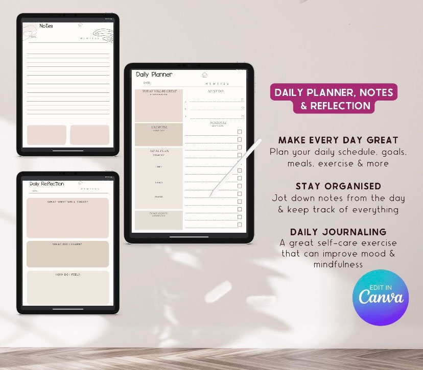 Digital Planner Template, Canva Planner Template, Editable Planner