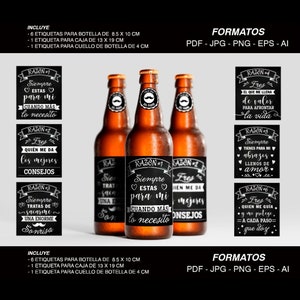 Etiquetas imprimibles para botellas de cerveza - Día del Padre - 6 pack png - six pack jpg - pdf - eps