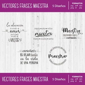 Frases Maestra en español - Día del Maestro - maestra svg -  maestra png - maestra jpg - maestra pdf - maestra svg