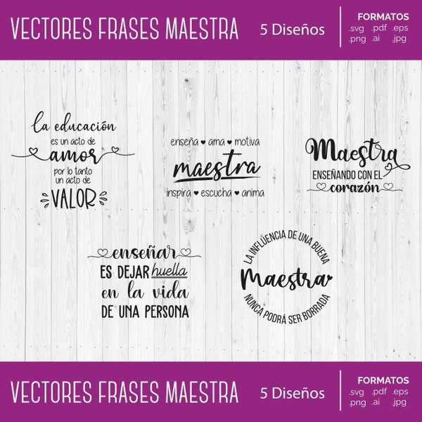 Phrases Teacher in Spanish - Teacher's Day - teacher svg - teacher png - teacher jpg - teacher pdf - teacher svg