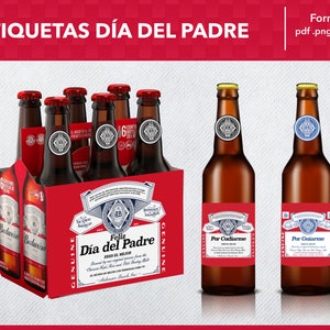 Budweiser bottle printable labels - Happy Father&#39;s Day - Father&#39;s Day - 6 pack png - six pack jpg - pdf - Budweiser - fathers day