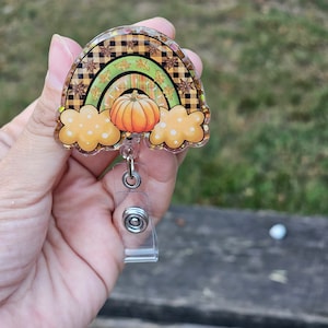 Fall rainbow badge reel