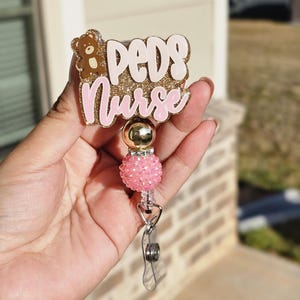 Gold Peds nurse badge reel/pediatric nurse badge/