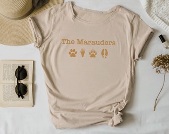 Los merodeadores merchandising huella manga corta camiseta unisex estética todos los chicos jóvenes