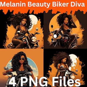 Melanin Beauty Biker Diva PNG Clipart: Black Girl Magic (Digital Download)