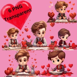 Valentine Boy Hearts Clipart: PNG Digital Art for Shirt Design (Digital Download)