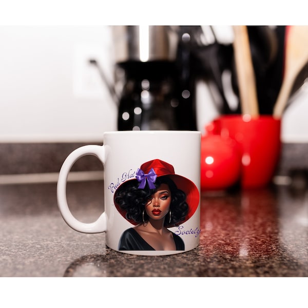 Unique Red Hat Society Coffee Mug, Beauty with a Red Hat, Perfect Gift for Her