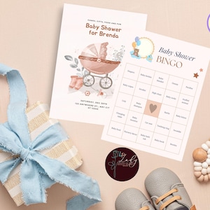 Gender Neutral Baby Shower Invitation Bundle: 3 Styles + Bingo (Canva Template Digital Download)