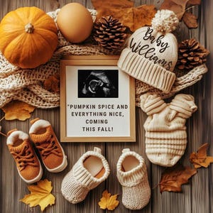 Fall Pumpkin Spice Baby Announcement: Gender Neutral Social Media (Digital)