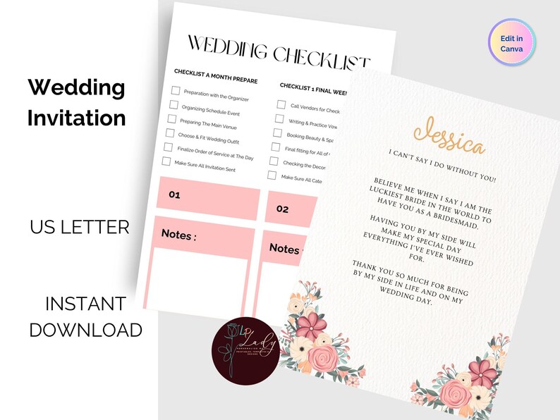 Editable Wedding Invitation Bundle | Save the Date, Checklist ...