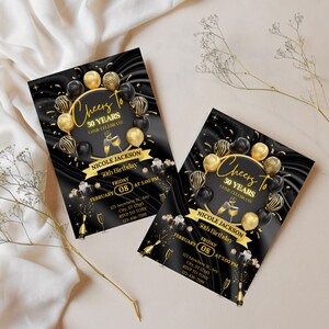 Digital Champagne Birthday Invitation | Surprise Party Adult | 30th 40th 50th Any Age | wine | Moscato | Canva Editable Birthday Invite