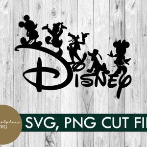 svg, png, character writing, mickey, minnie, donald, daisy, goofy, download, vacation, shirt, diy, cricut, family, group shirt, silhouette