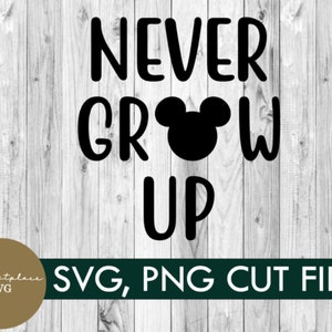 svg, png, jamais grandir, peter pan svg, téléchargement numérique, vacances, chemise, bricolage, cricut, famille, mickey svg, chemise de groupe, silhouette