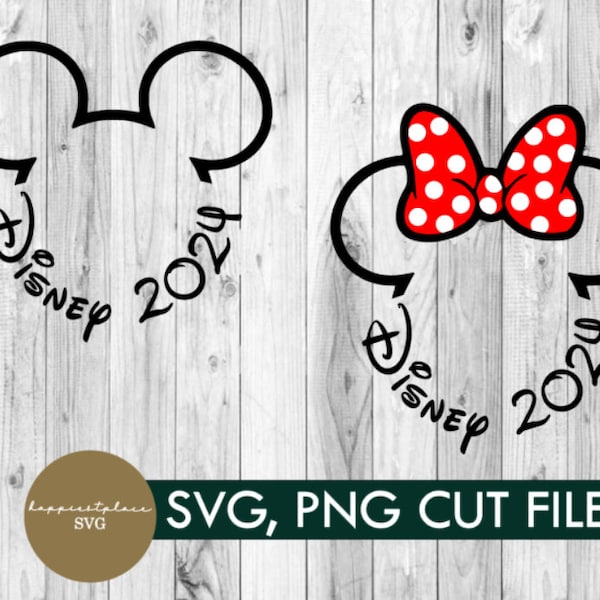 svg, png, family 2024, mickey, minnie, color poka dot bow, digital download, vacation, shirt, diy, cricut, family, mickey svg, group shirt