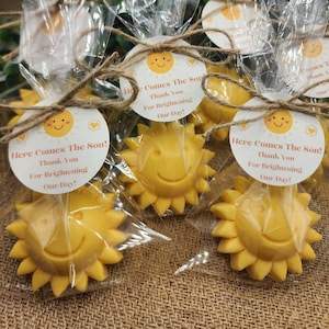 Sun baby shower soap favors sunshine soap here comes the son soap baby shower sun favors birthday party gift you are my sunshine