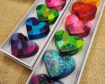Kids Heart Crayons-Kids Birthday Crayons-Party Favors-Stocking Stuffers- Valentines Day Gift Set-Easter Basket Crayon-Valentines Favors