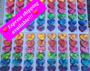 Kids Heart Crayons-Kids Birthday Crayons-Party Favors-Stocking Stuffers- Valentines Day Gift Set-Easter Basket Crayon-Valentines Favors