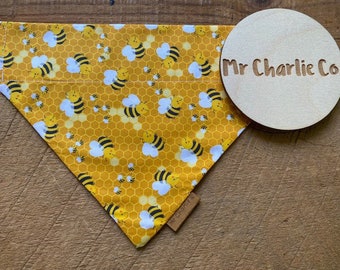 Reversible Dog Bandana | Yellow Bees