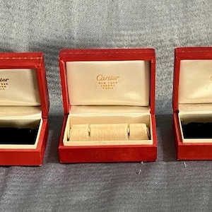 Lot of 3 Vintage or Antique Red Cartier Jewelry Gift Box’s New York London Paris