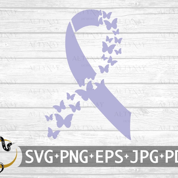 Stomach Cancer Butterfly Ribbon SVG, Stomach Cancer Awareness SVG, Periwinkle Cancer Ribbon, Stomach Cancer Ribbon, svg Cricut Silhouette