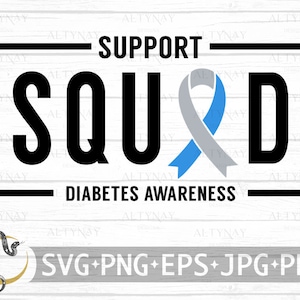 Squadra di supporto per la consapevolezza del diabete SVG, SVG per la consapevolezza del diabete, Tipo 1 SVG per la consapevolezza del diabete, Supporto per il diabete in formato SVG per Cricut Silhouette