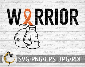 Leukemia Cancer Warrior SVG, Leukemia Boxing Gloves Ribbon, Ribbon Orange SVG, Leukemia Cancer Awareness, Leukemia Fighter svg Cricut
