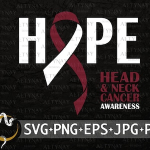 Head and Neck Cancer Hope Awareness SVG, Head and Neck Cancer Ribbon SVG, Head and Neck Cancer Support, Head and Neck Cancer Survivor svg