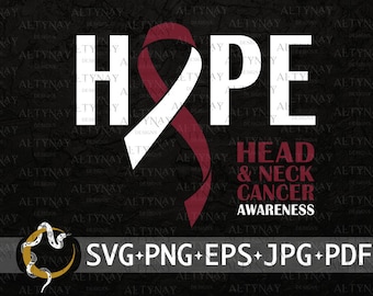 Head and Neck Cancer Hope Awareness SVG, Head and Neck Cancer Ribbon SVG, Head and Neck Cancer Support, Head and Neck Cancer Survivor svg