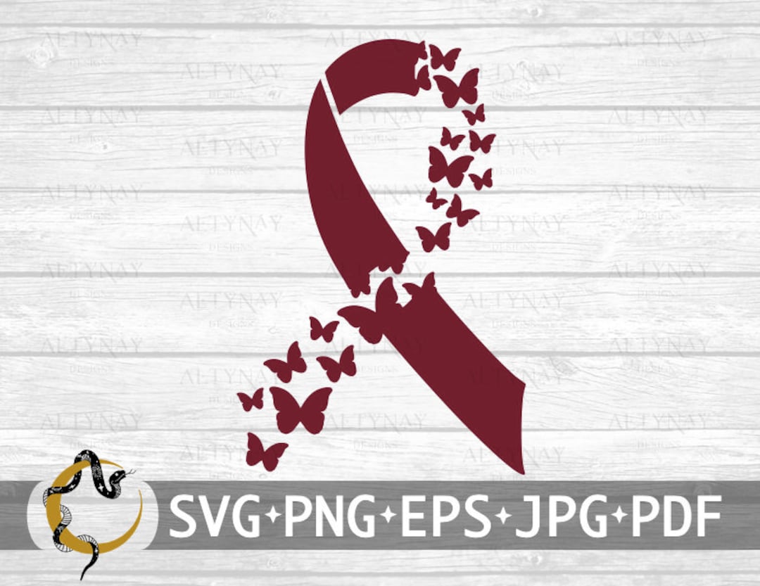 Feather Burgundy Ribbon SVG, Multiple myeloma Svg, Awareness