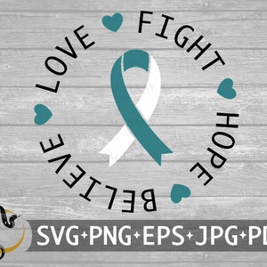 Gebärmutterhalskrebs Kampf Hoffnung glauben Liebe SVG, Gebärmutterhalskrebs SVG, Gebärmutterhalskrebs Bewusstsein Band SVG, zervikale svg Datei Cricut Silhouette