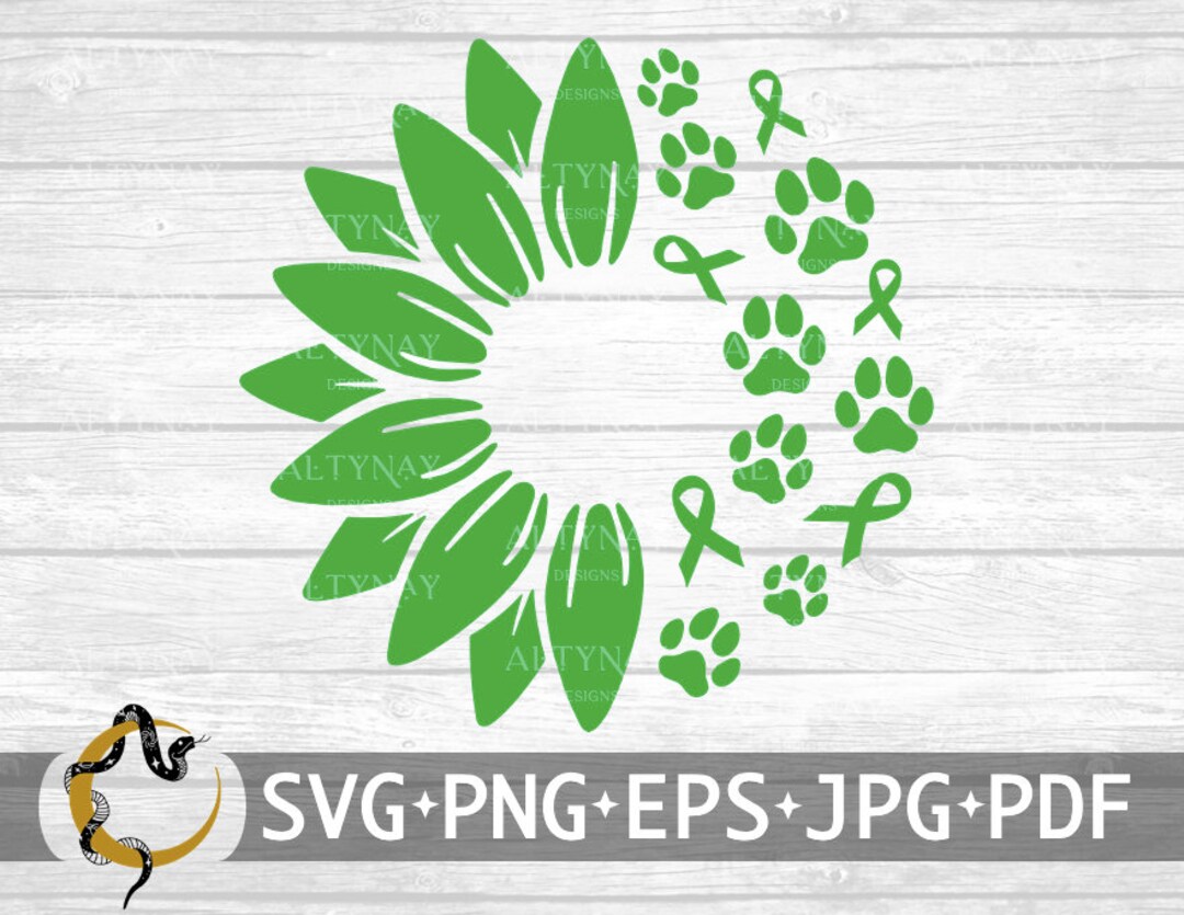 Sunflower Gallbladder Cancer Dog Paw SVG, Gallbladder Cancer SVG