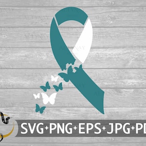 Cervical Cancer Butterfly Ribbon SVG, Cervical Cancer SVG, Cervical Cancer Awareness Ribbon SVG, svg cut file to use for Cricut Silhouette