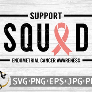 Escuadrón de apoyo Cinta de cáncer de endometrio SVG, Cinta Melocotón SVG, Concienciación sobre el cáncer de endometrio, Cáncer de endometrio svg, svg Cricut Silhouette