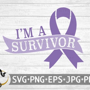 Cancer Survivor SVG, Ribbon Lavender SVG, All Cancer Awareness Ribbon SVG, Cancer Survivor file di taglio in formato SVG da utilizzare per Cricut Silhouette