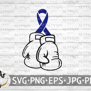 Luchador contra el cáncer de colon SVG, Cinta de guantes de boxeo contra el cáncer de colon, Apoyo contra el cáncer de colon, Guerrero contra el cáncer de colon, Nunca te rindas svg Cricut Silhouette