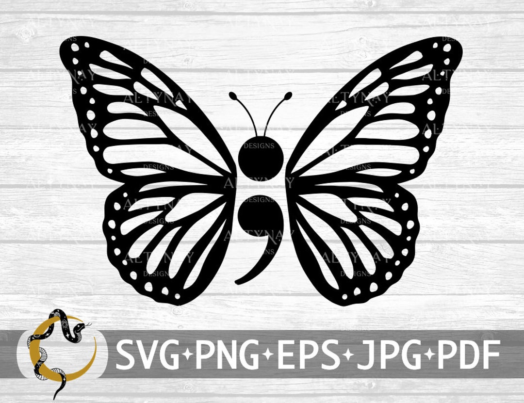 Semi-colon Butterfly SVG, Suicide Prevention SVG, Suicide Awareness ...
