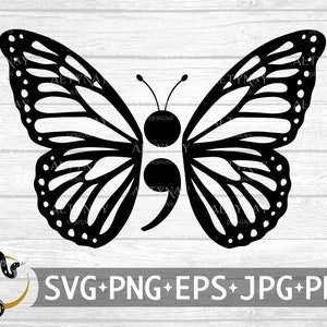 Semikolon Schmetterling SVG, Selbstmordverhinderung SVG, Selbstmordbewusstsein Semikolon SVG, Selbstmordverhinderung Schmetterling SVG für Cricut Silhouette